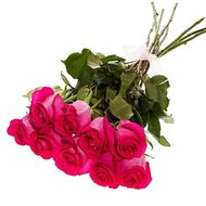 Розовые импортные розы 9 шт