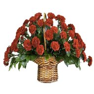 Корзина из красных гвоздик