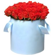51 оранжевая роза в шляпной коробке