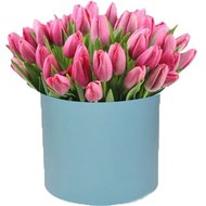 51 розовый тюльпан в коробке
