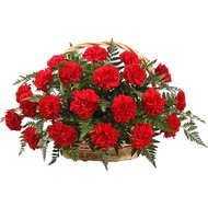Корзина из 25 красных гвоздик