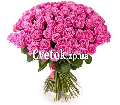 101 розовая роза букет
