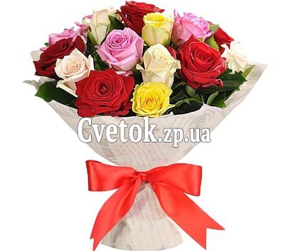 25 разноцветных роз