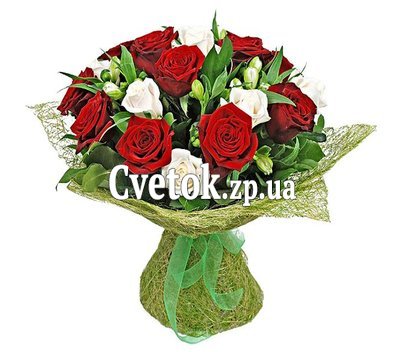 Бело красный букет
