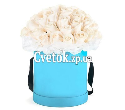 Large round box with white roses