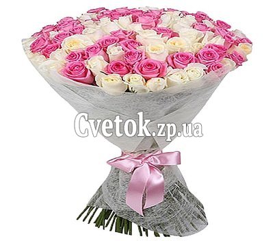 Букет белых и розовых роз