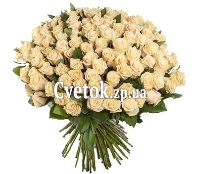 Букет из 101 кремовой розы
