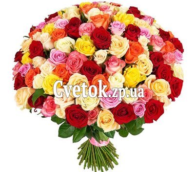 Букет из 101 разноцветной розы