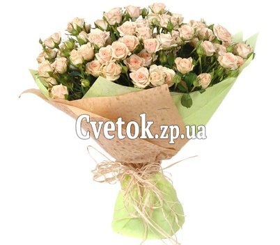 Букет из 25 кремовых спрей роз