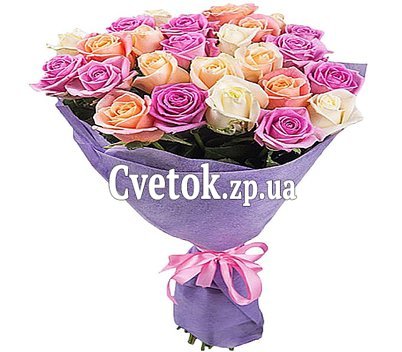 27 разноцветных роз