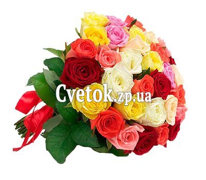 35 разноцветных роз