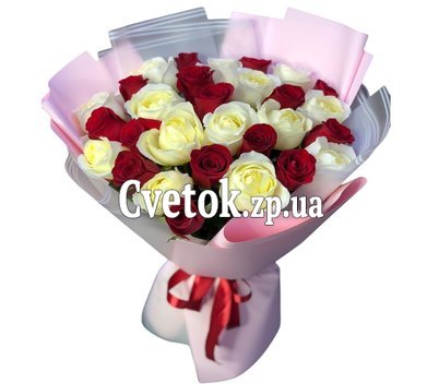 37 красных и белых роз