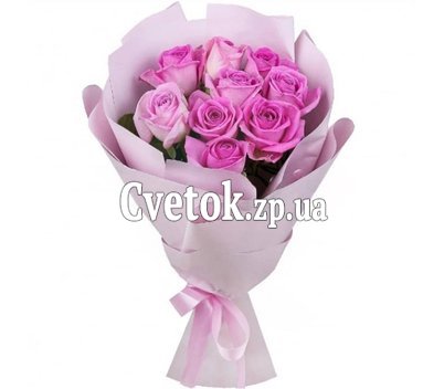 9 розовых роз