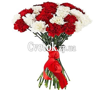 Букет из красных и белых гвоздик