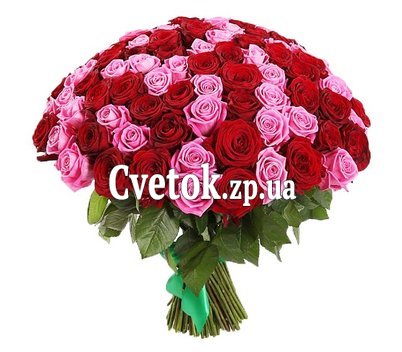 Букет з червоних та рожевих троянд 101