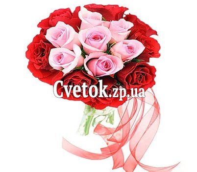 17 красных и розовых роз
