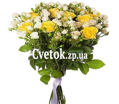 Букет из роз крупных и мелких