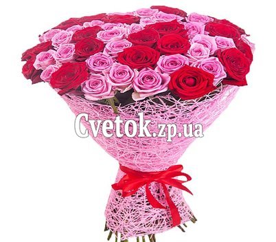 Букет красные и розовые розы