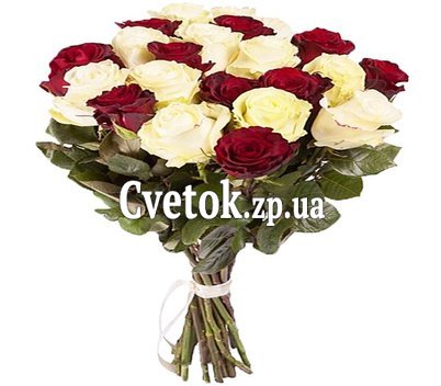 Букет красных и белых импортных роз