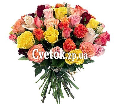 Букет різнокольорових імпортних троянд