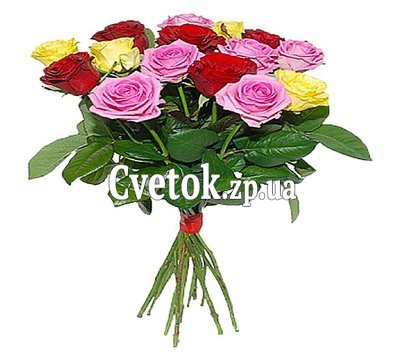 15 разноцветных роз