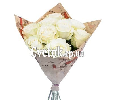 9 белых роз