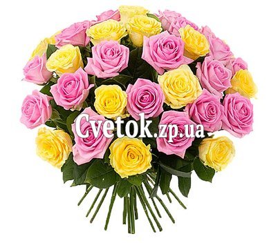 35 разноцветных роз