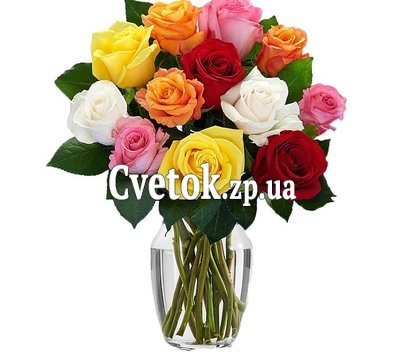 11 разноцветных роз