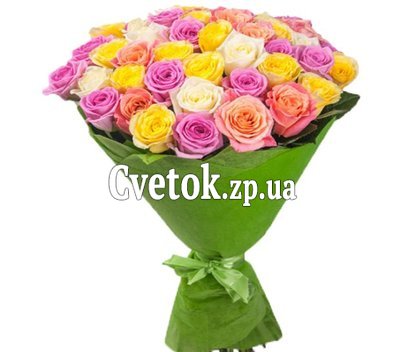 Разноцветный букет роз