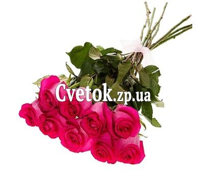 Розовые импортные розы 9 шт
