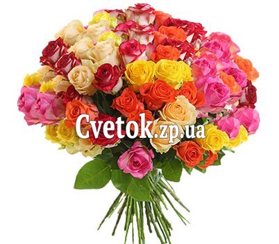 51 разноцветная роза