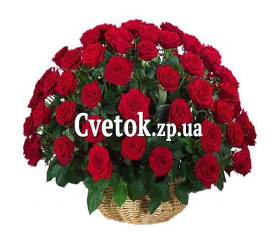 75 роз в корзине на юбилей
