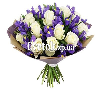 Букет из ирисов и роз