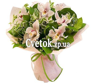 Букет орхидей с зеленью