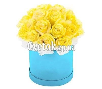 Коробка желтых роз