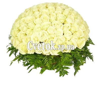 Корзина 101 белая роза купить