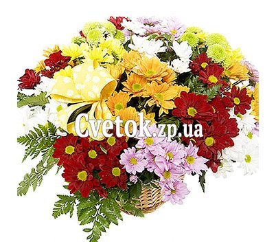 Корзина цветов из хризантем