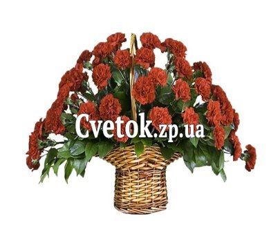Корзина из красных гвоздик