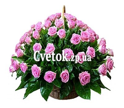 Корзина розовых роз на 75 лет
