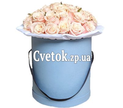 Красивые кремовые розы в круглой коробке