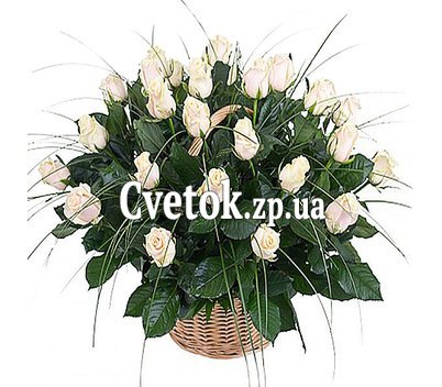 Кремовые розы в корзине