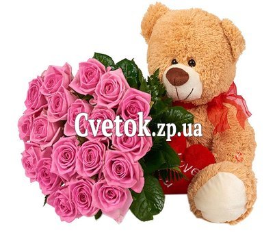 Медведь с розами