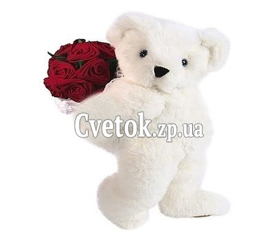 Плюшевый мишка с розами