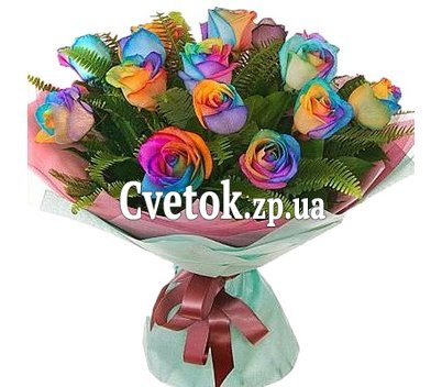 Радужные розы букет