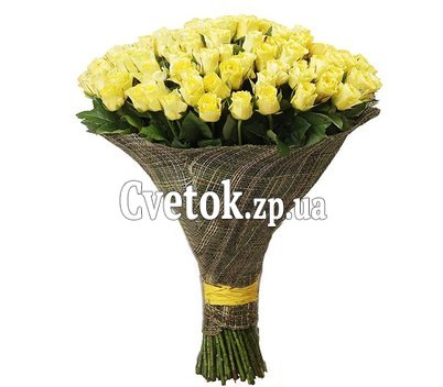 101 желтая роза 80 см