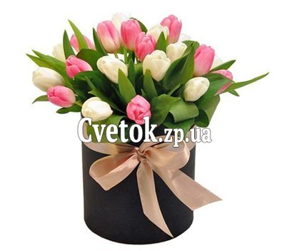25 тюльпанов в шляпной коробке