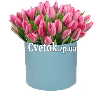 51 розовый тюльпан в коробке
