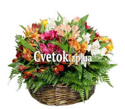 Альстромерии в корзине
