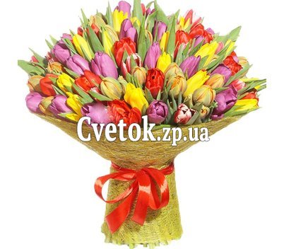Букет из 151 тюльпана разных цветов
