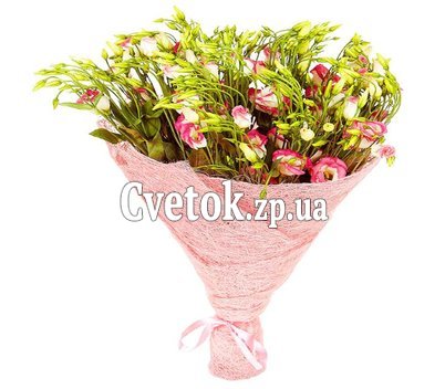 Букет из бело-красной эустомы